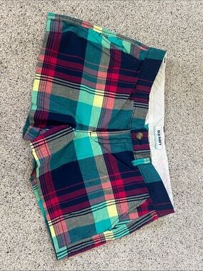 Old Navy Madras Plaid Shorts - Teal, Navy, Pink & Yellow